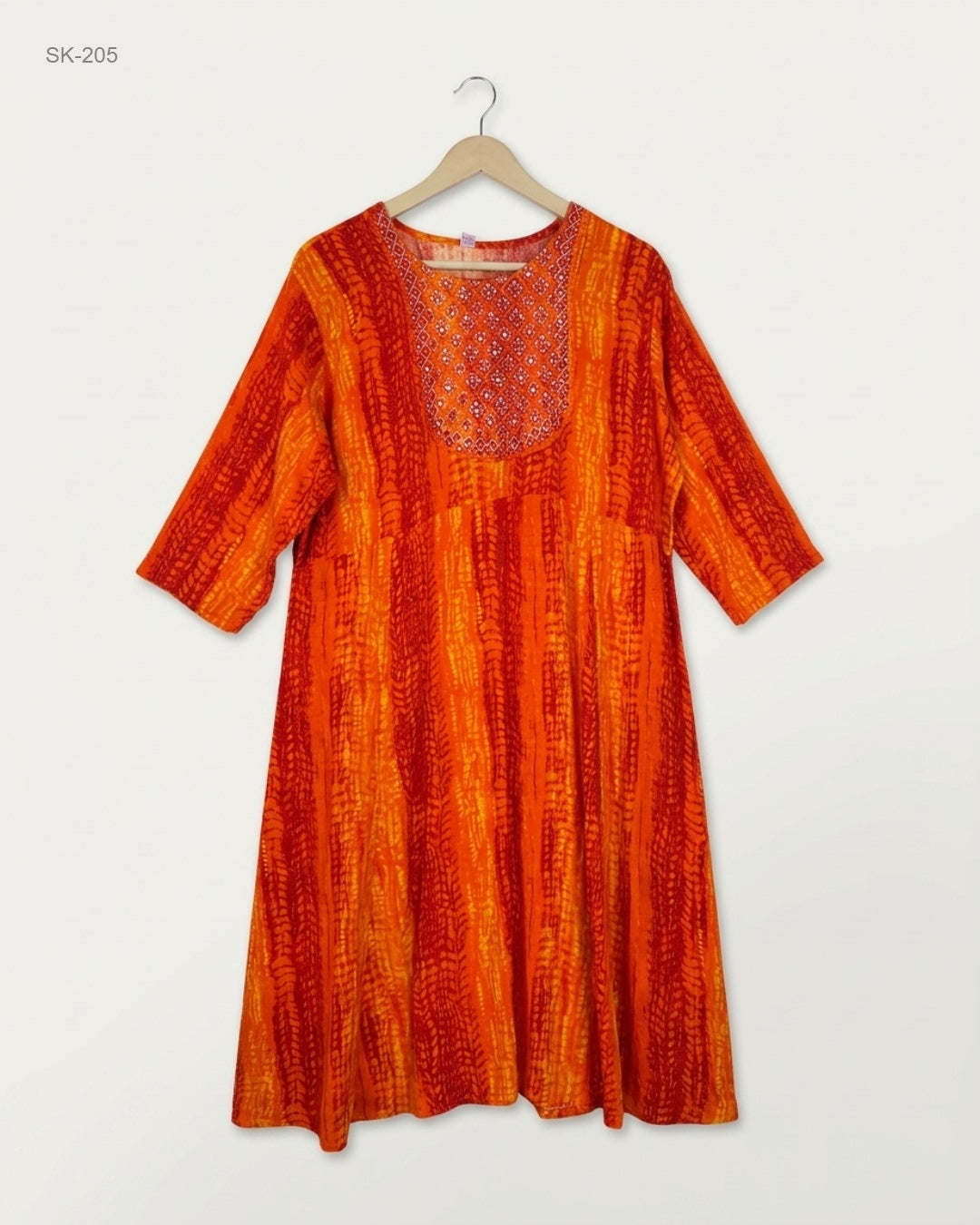 Preloved Premium Summer Kurti by CUT LABEL, Orange Cotton for Womens - OTS Thrift Shop Peshawar Pakistan