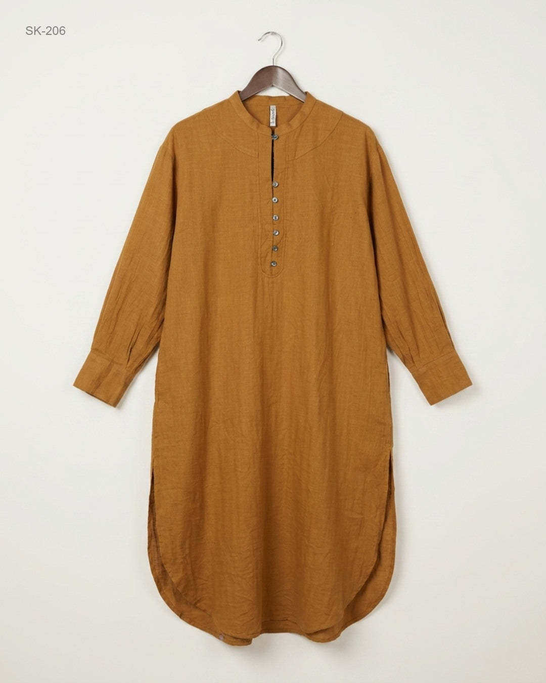 UK Imported secondhand Summer Kurti - ETHNIC brand, Brown KHADDAR, Premium condition, for Womens - Online Thrift Store Karachi Pakistan