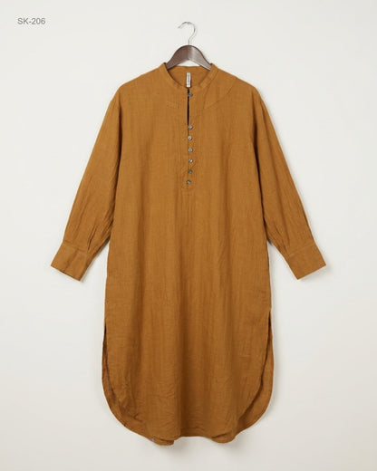 UK Imported secondhand Summer Kurti - ETHNIC brand, Brown KHADDAR, Premium condition, for Womens - Online Thrift Store Karachi Pakistan
