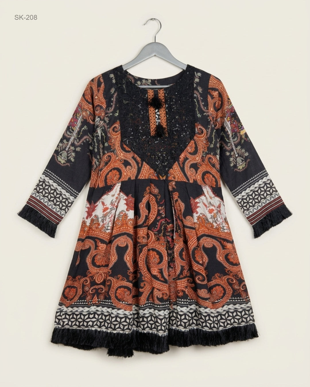 Preloved Premium Summer Kurti by CUT LABEL, Black soft cotton for Womens - OTS Thrift Shop Peshawar Pakistan