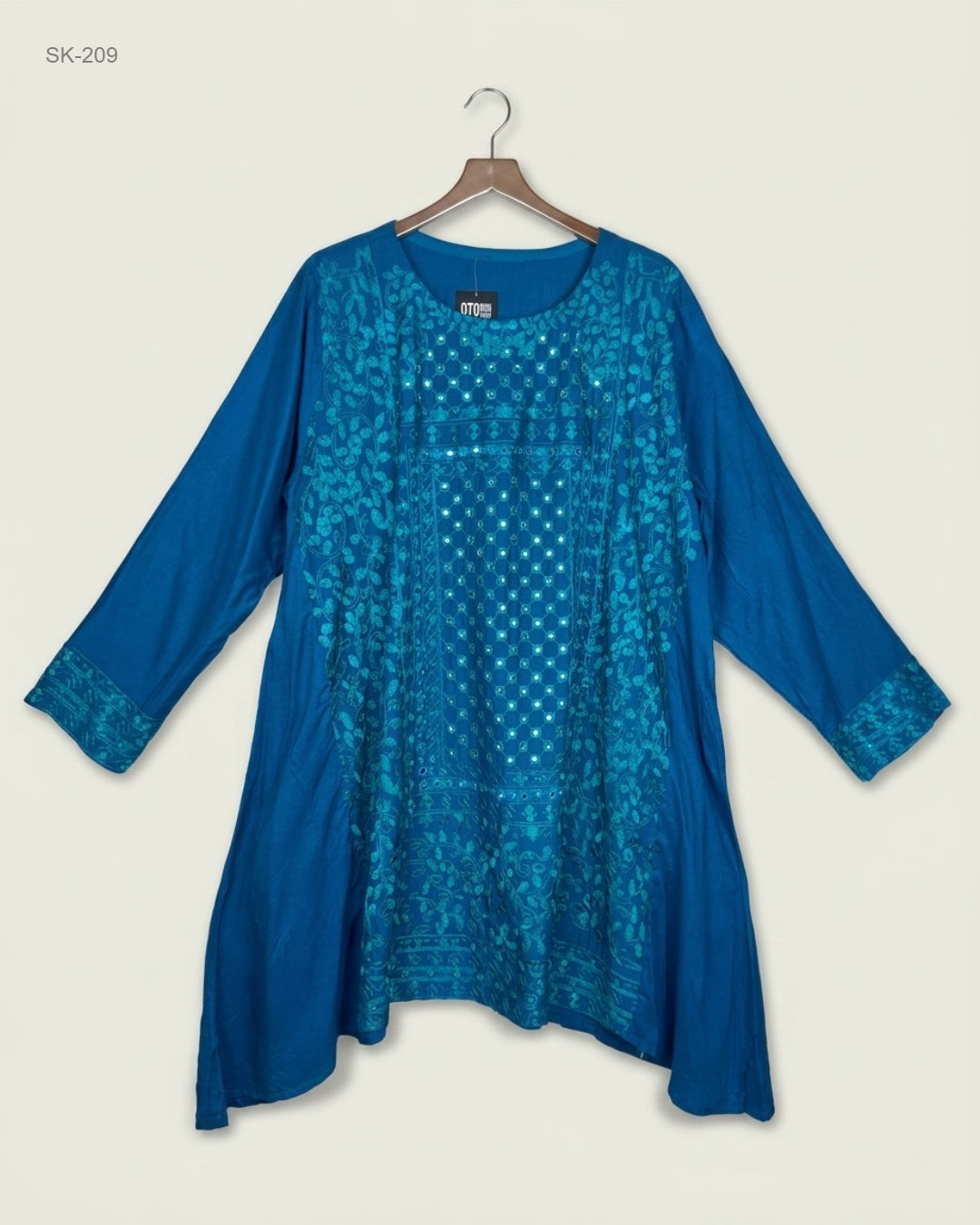 Preloved Premium Summer Kurti by CUT LABEL, Blue Cotton for Womens - OTS Thrift Shop Peshawar Pakistan
