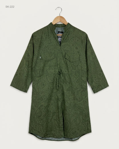 Premium Condition Summer Kurti | Preloved CUT LABEL | Green cotton | Thrift Shop for Womens Peshawar Pakistan | OTS