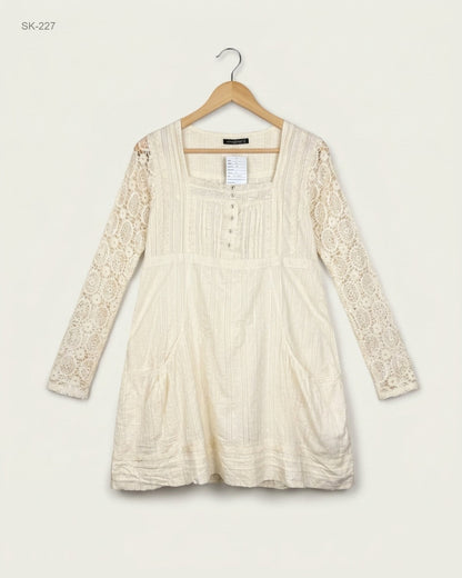 Summer Kurti | Atmosphere | Preloved Branded | OffWhite Dooria cotton | Premium | OTS Thrift Store Lahore Pakistan
