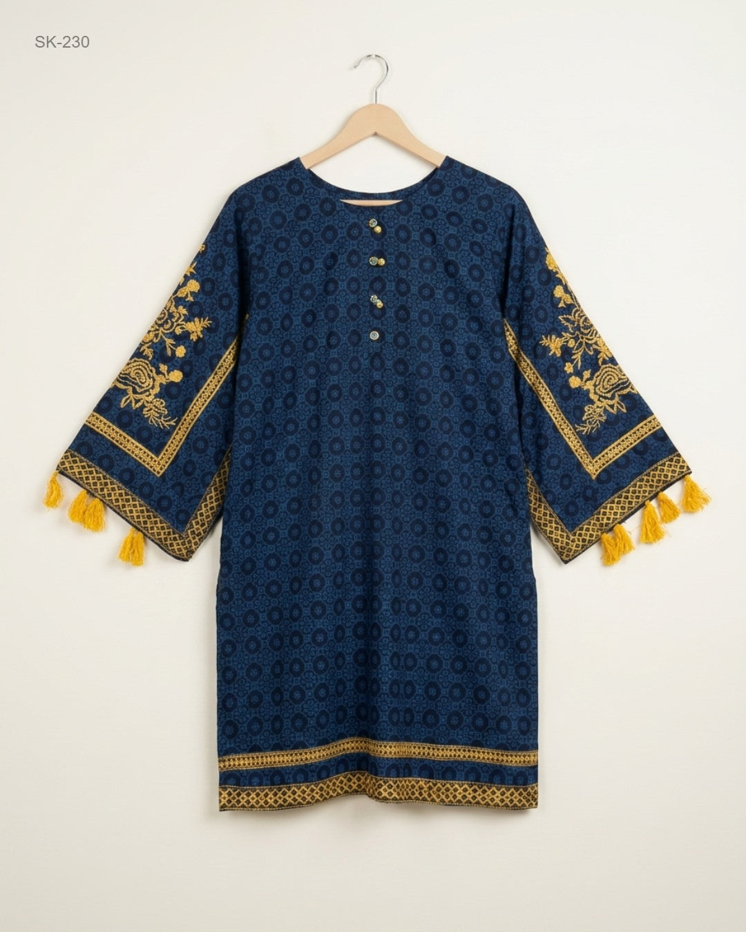 UK Imported secondhand Summer Kurti - CUT LABEL brand, Navy Blue Lawn, Excellent condition, for Womens - Online Thrift Store Islamabad Pakistan