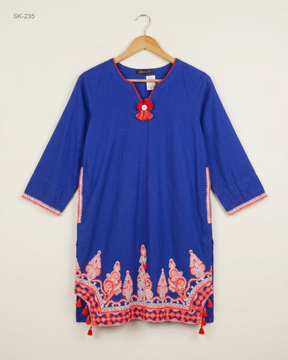Summer Kurti | ALMIRAH | Preloved Branded | Navy Blue cotton | Excellent | OTS Thrift Store Peshawar Pakistan