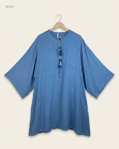Preloved Excellent Summer Kurti by ETHNIC, Blue Cotton for Womens - OTS Thrift Shop Peshawar Pakistan
