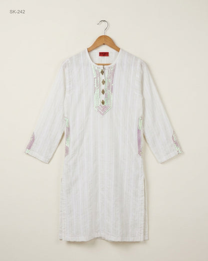 Preloved Premium Summer Kurti by SENORITA, White Cotton for Womens - OTS Thrift Shop Karachi Pakistan