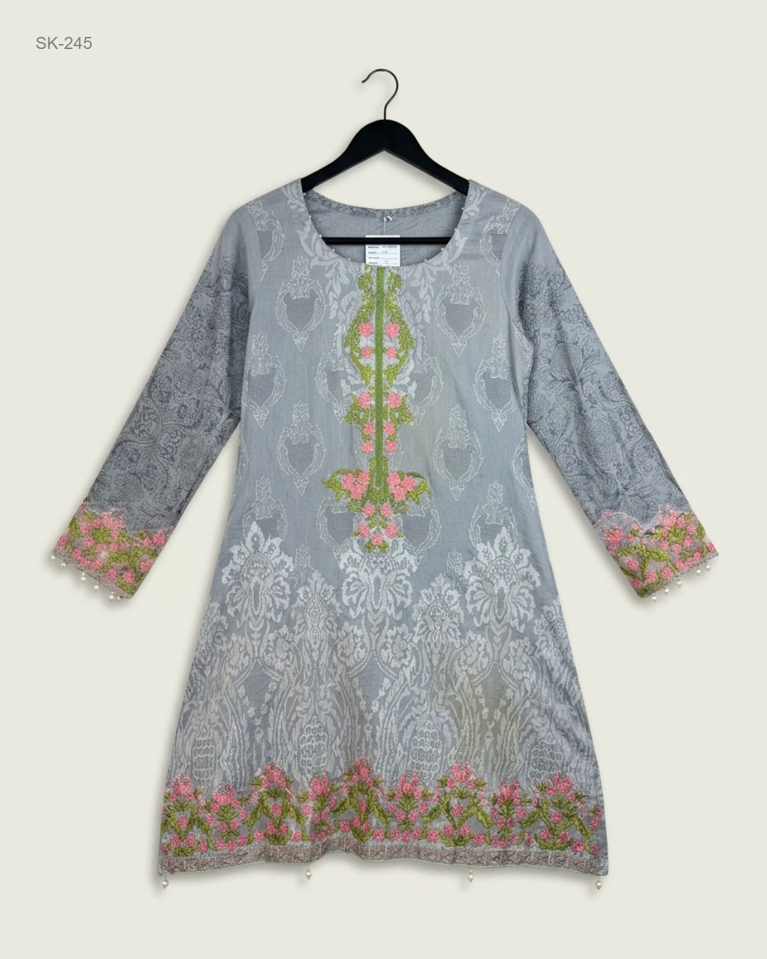 Preloved Excellent Summer Kurti by CUT LABEL, Gray Lawn for Womens - OTS Thrift Shop Karachi Pakistan