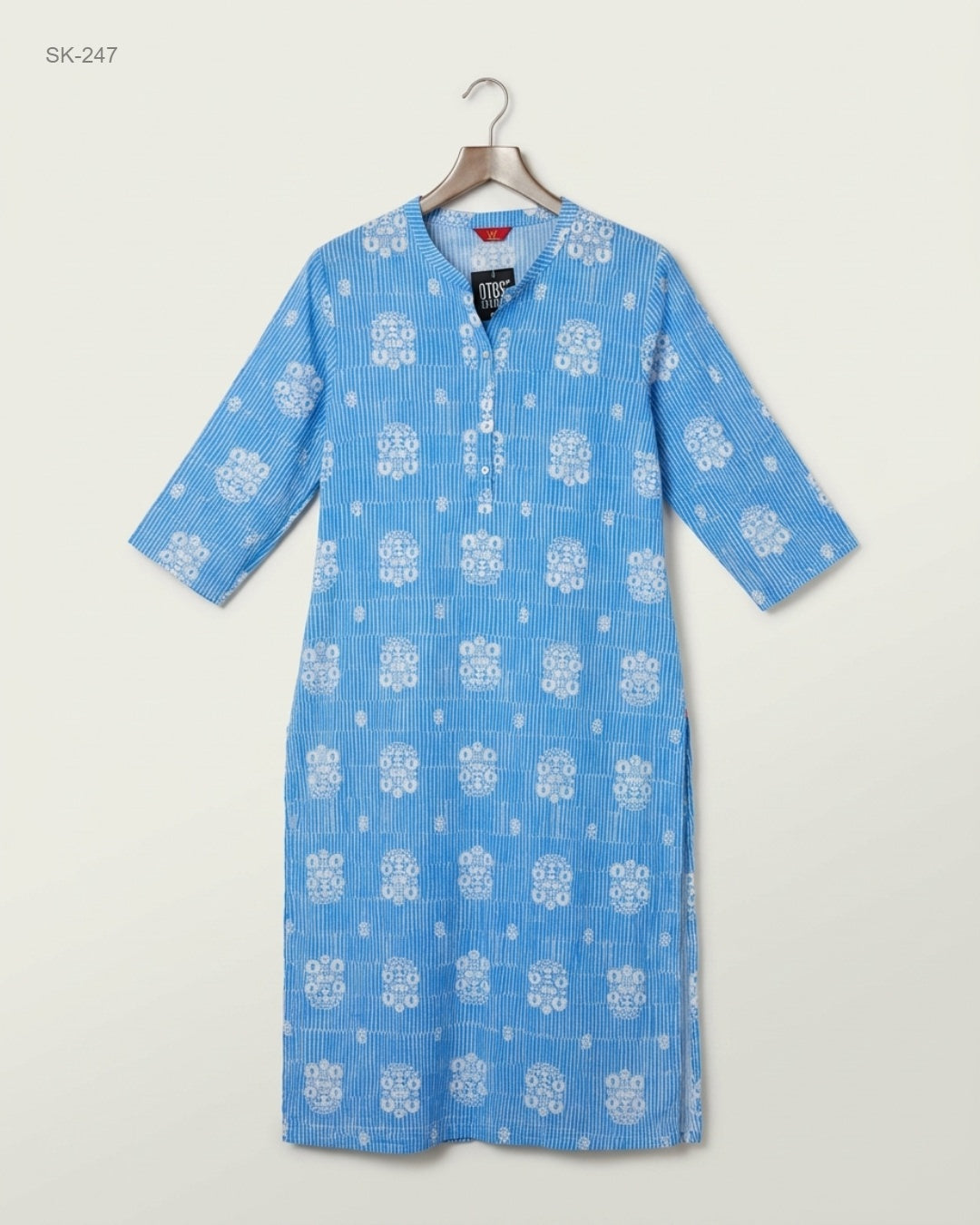 Preloved Premium Summer Kurti by W, Blue soft cotton for Womens - OTS Thrift Shop Karachi Pakistan