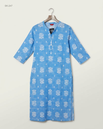 Preloved Premium Summer Kurti by W, Blue soft cotton for Womens - OTS Thrift Shop Karachi Pakistan