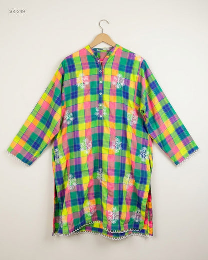 Shop Premium Summer Kurti by KHAADI | Preloved Branded Clothes | Multi Cotton | Womens | OTS Thrift Store Lahore Pakistan