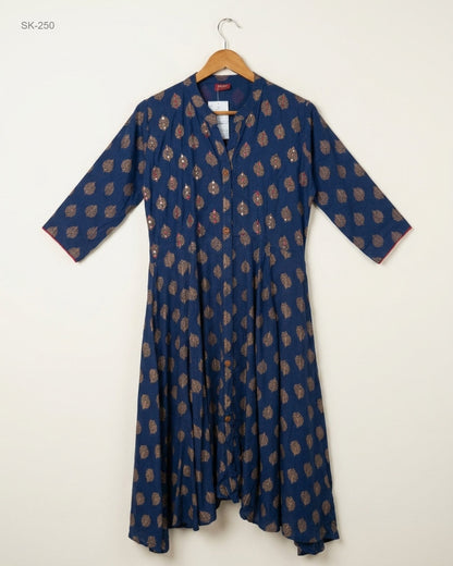 Shop Premium Summer Kurti by SADEE | Preloved Branded Clothes | Blue LILAN | Womens | OTS Thrift Store Karachi Pakistan