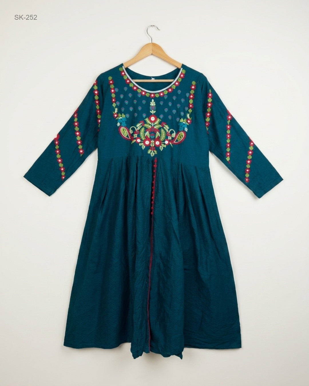 Secondhand Branded Summer Kurti by CUT LABEL, Turquoise COTTON fabric, Premium condition, for Womens - Online Thrift Shop Islamabad Pakistan