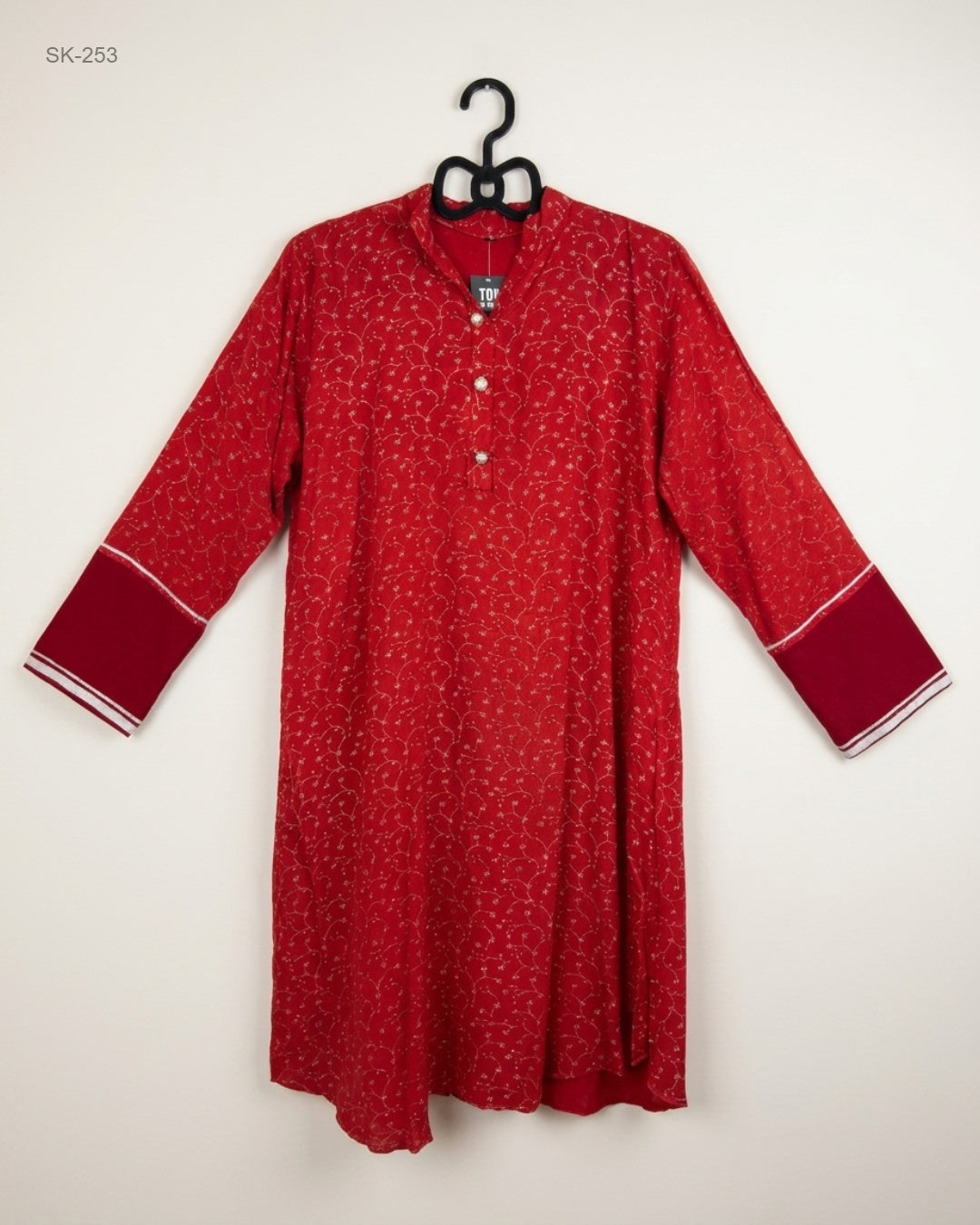 Shop Excellent Summer Kurti by CUT LABEL | Preloved Branded Clothes | Red Cotton | Womens | OTS Thrift Store Karachi Pakistan