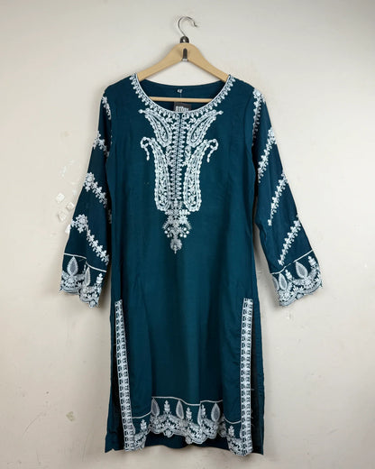 Summer Kurti | Cut Label | Preloved Branded | SeaGreen LAWN COTTON | Premium | OTS Thrift Store Karachi Pakistan