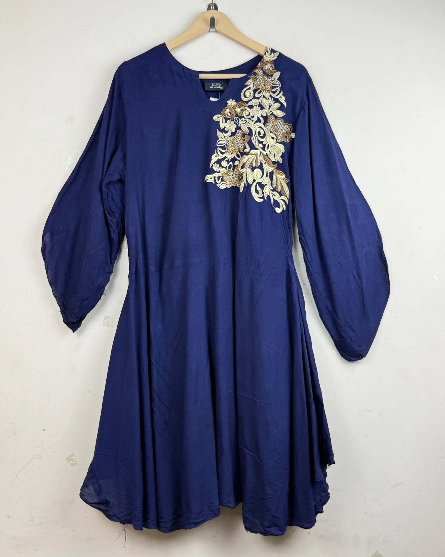 Preloved Premium Summer Kurti by I-Z, Navy Blue LAWN for - OTS Thrift Shop Lahore Pakistan