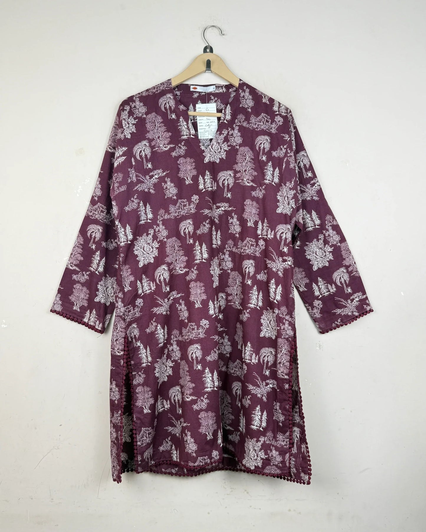 Shop Premium Summer Kurti by Khaadi | Preloved Branded Clothes | Burgundy Red Lawn Cotton | | OTS Thrift Store Karachi Pakistan