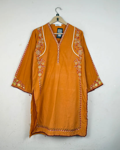 Summer Kurti | Ideas | Preloved Branded | Orange Cotton | Excellent | OTS Thrift Store Karachi Pakistan