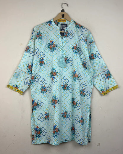 Premium Plus Condition Summer Kurti | Preloved BONANZA SATRANGI | SkyBlue LAWN | Thrift Shop for Lahore Pakistan | OTS