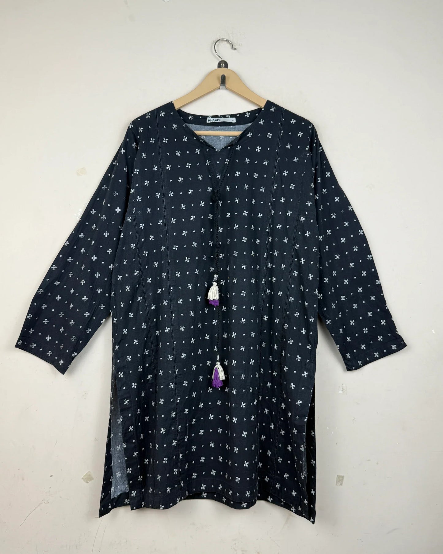 Summer Kurti | KHAADI | Preloved Branded | Black Cotton | Excellent | OTS Thrift Store Islamabad Pakistan
