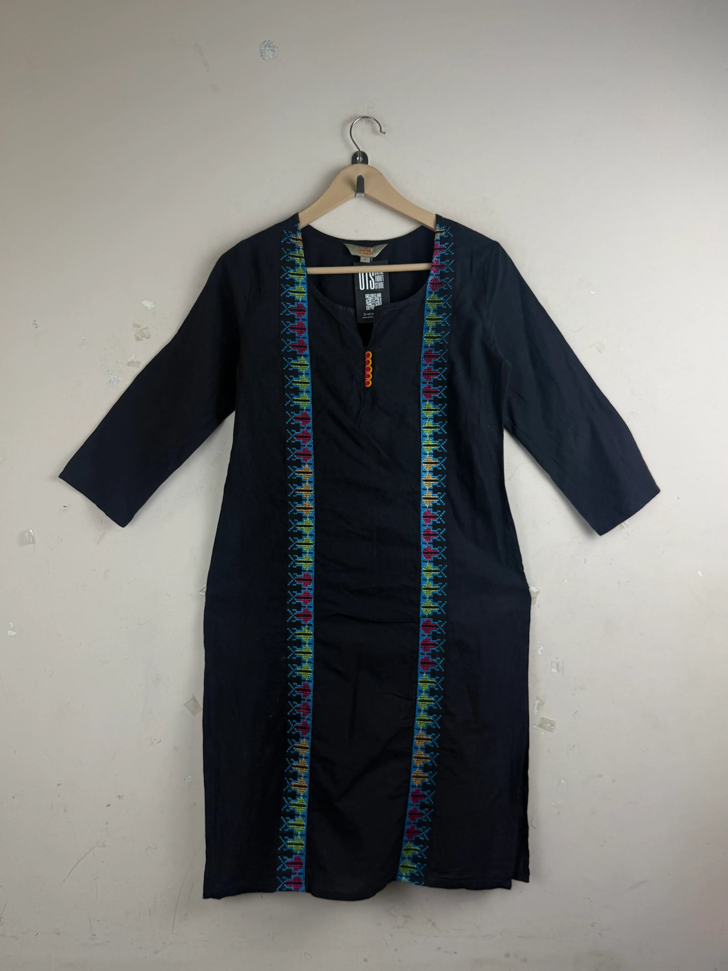 Preloved Premium Summer Kurti by Anouk, Black Lawn for Women - OTS Thrift Shop Lahore Pakistan