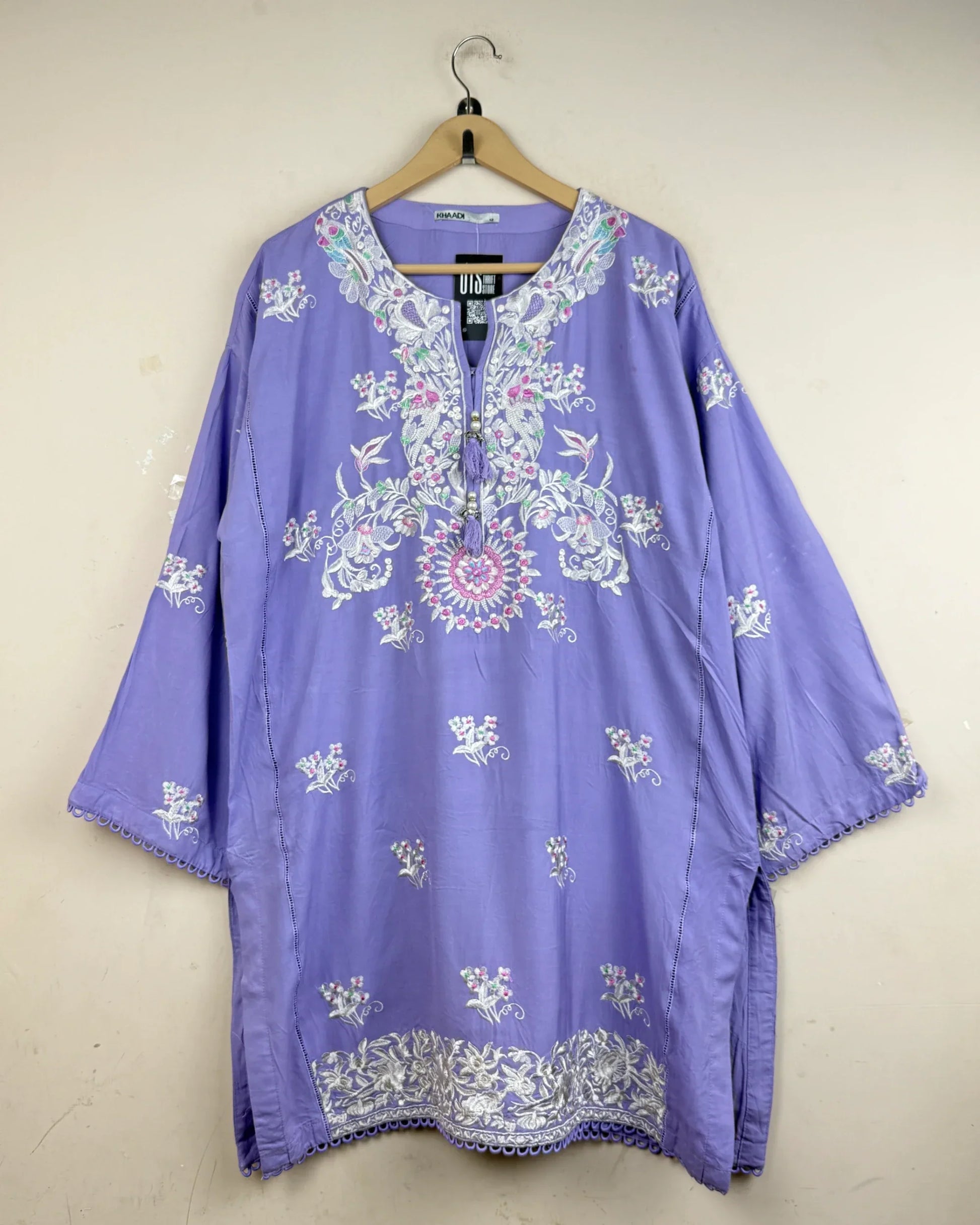 Shop Premium Summer Kurti by KHAADI | Preloved Branded Clothes | Violet Cotton | | OTS Thrift Store Karachi Pakistan