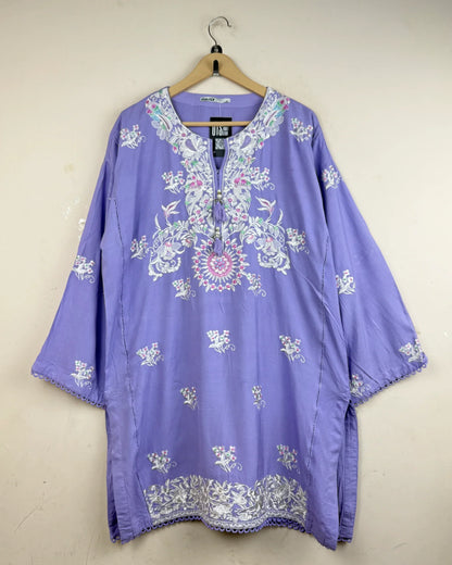 Shop Premium Summer Kurti by KHAADI | Preloved Branded Clothes | Violet Cotton | | OTS Thrift Store Karachi Pakistan