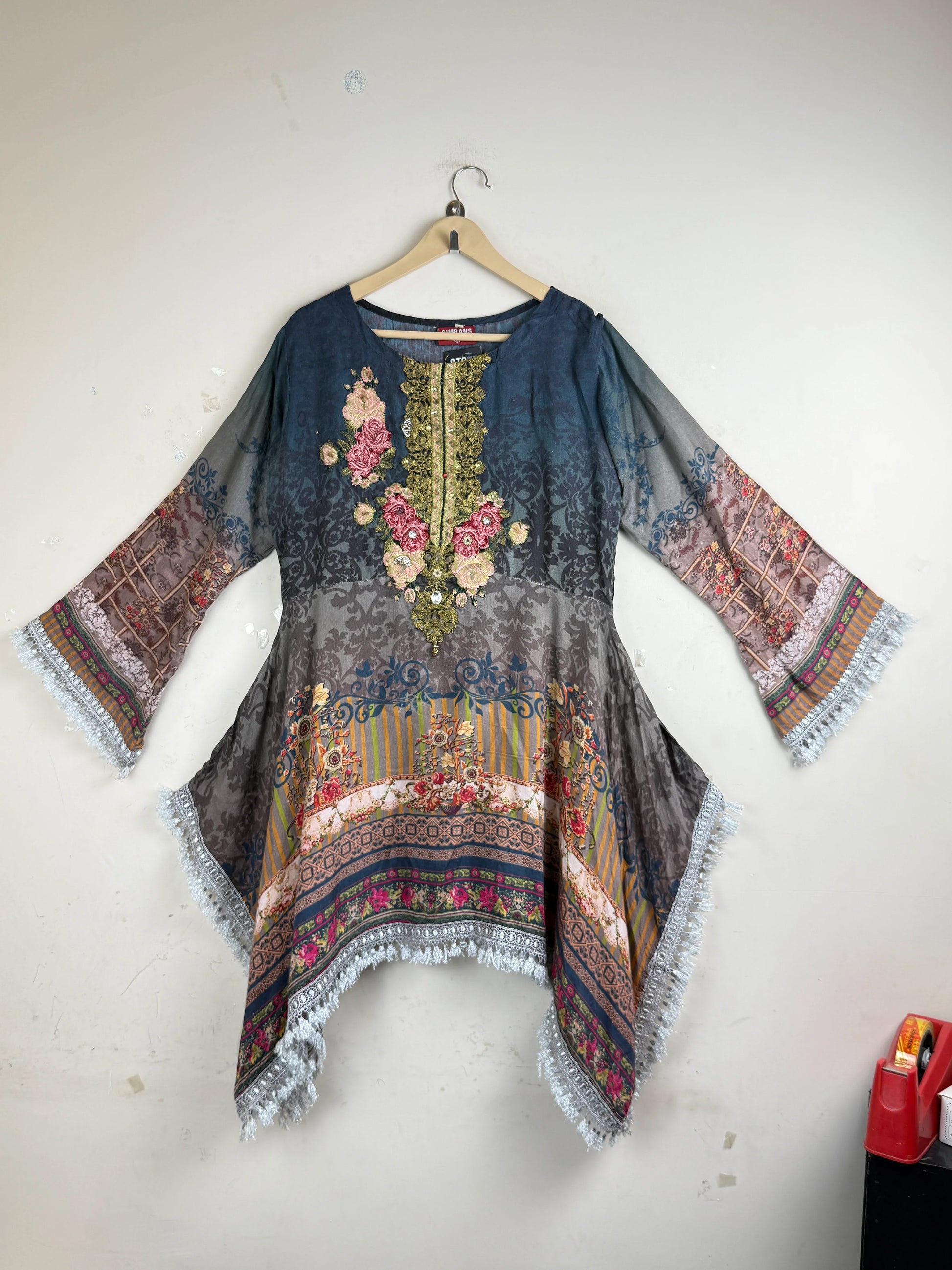 Secondhand Branded Summer Kurti by Simrans, Multi Cotton fabric, Excellent condition, for Women - Online Thrift Shop Islamabad Pakistan