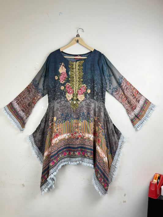Secondhand Branded Summer Kurti by Simrans, Multi Cotton fabric, Excellent condition, for Women - Online Thrift Shop Islamabad Pakistan