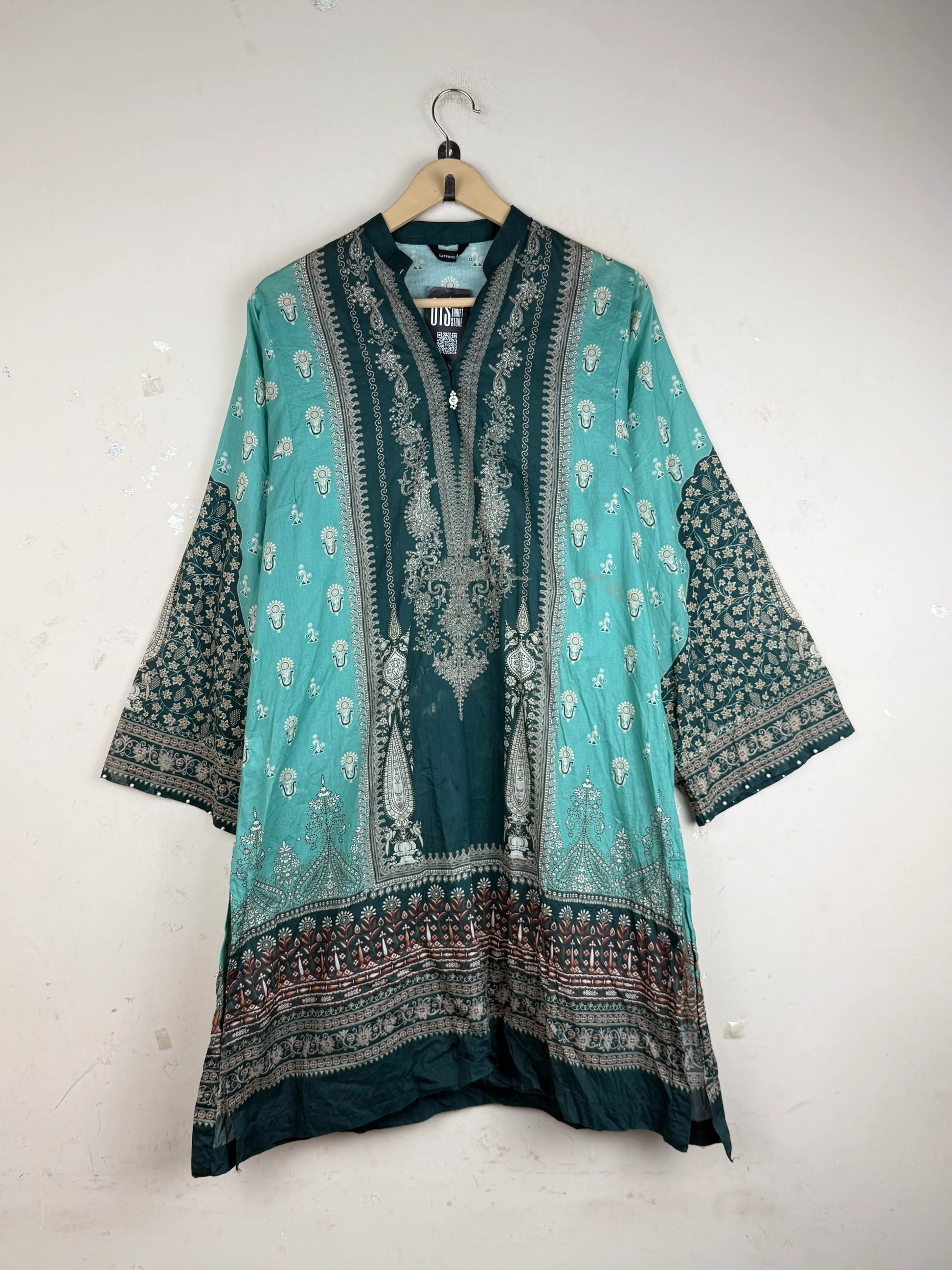 Preloved Premium Summer Kurti by SAPPHIRE, Teal Lawn for Women - OTS Thrift Shop Lahore Pakistan