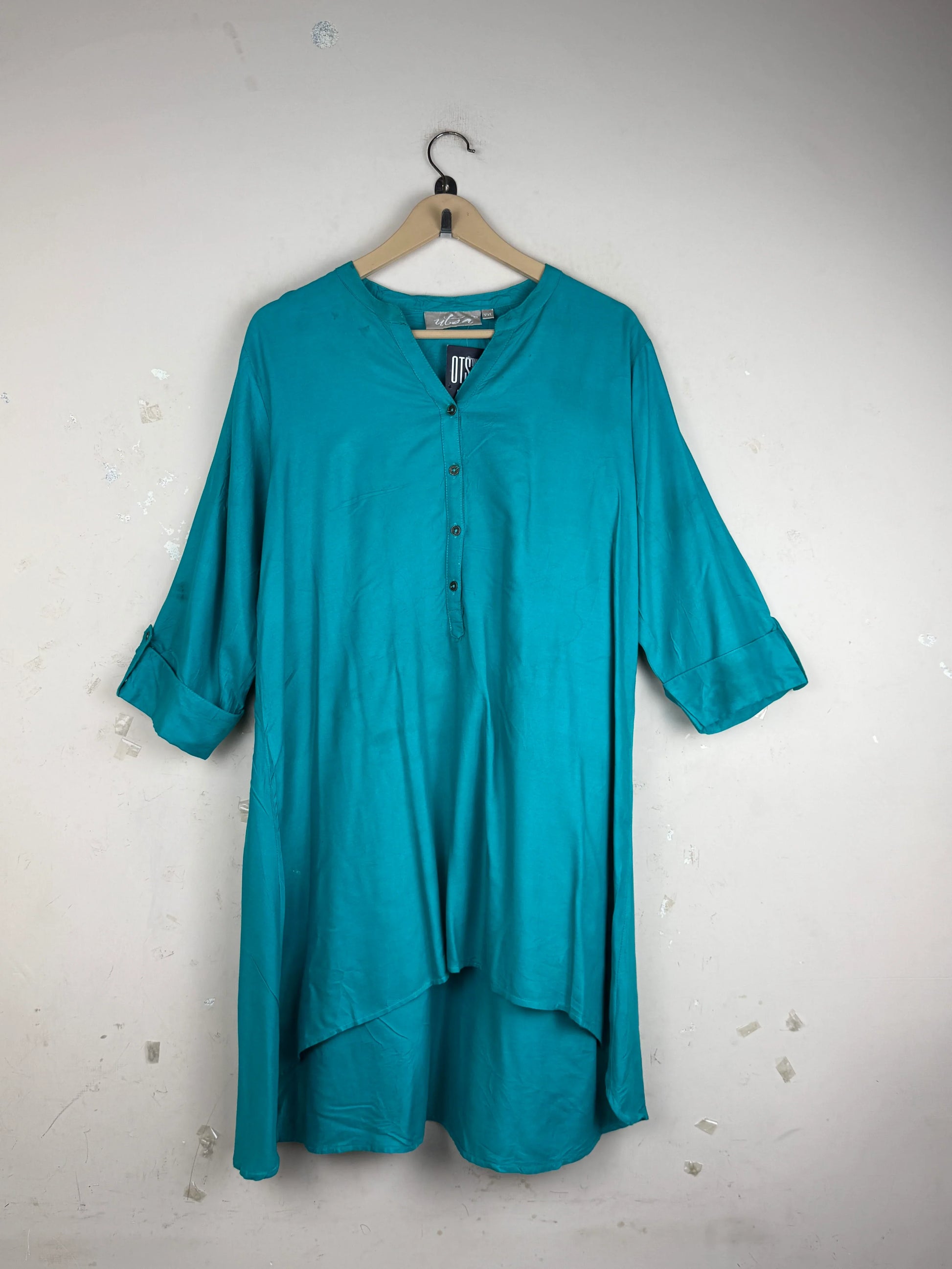 Summer Kurti | Utsa | Preloved Branded | Turquoise Viscose | Premium | OTS Thrift Store Peshawar Pakistan