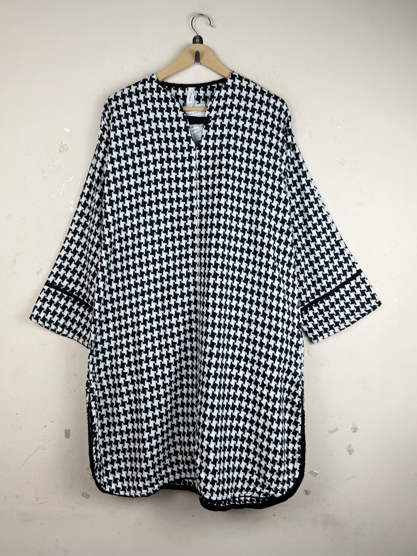 Shop Premium Plus Summer Kurti by ETHNIC | Preloved Branded Clothes | Black & White Cotton | Women | OTS Thrift Store Lahore Pakistan