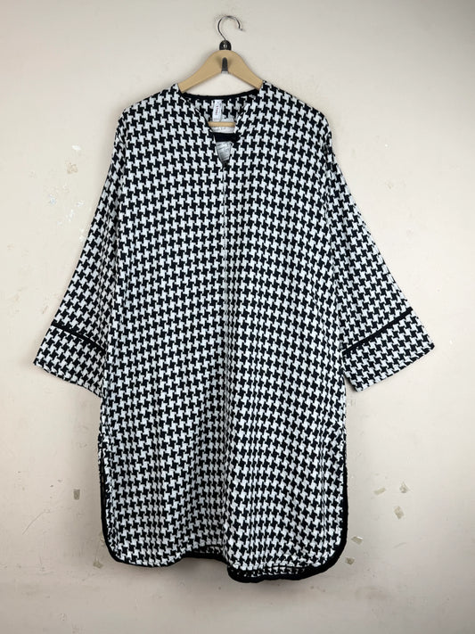 Shop Premium Plus Summer Kurti by ETHNIC | Preloved Branded Clothes | Black & White Cotton | Women | OTS Thrift Store Lahore Pakistan