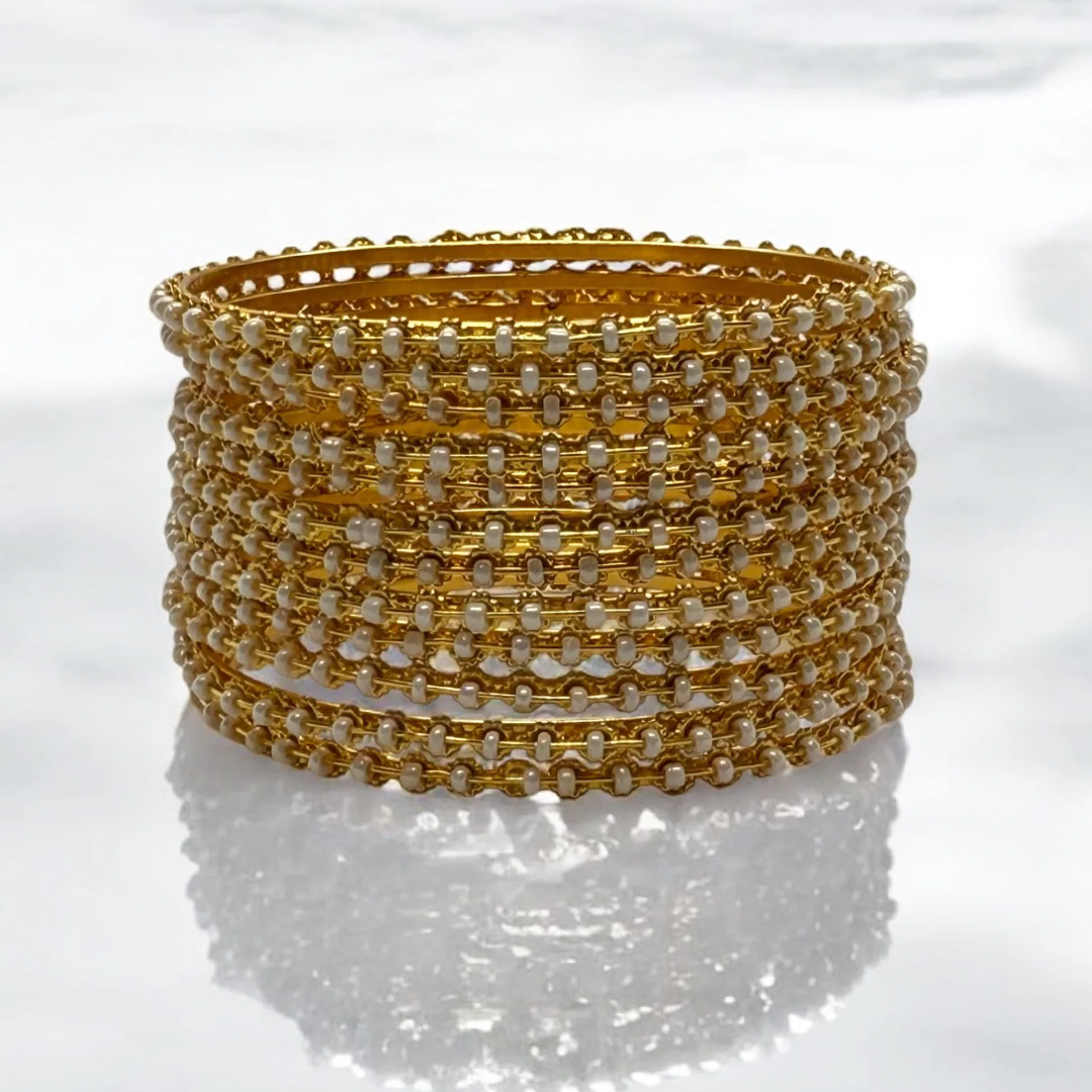 White Pearl Bangle Set