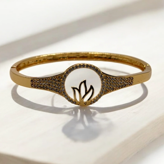 Golden Lotus Elegance Bangle