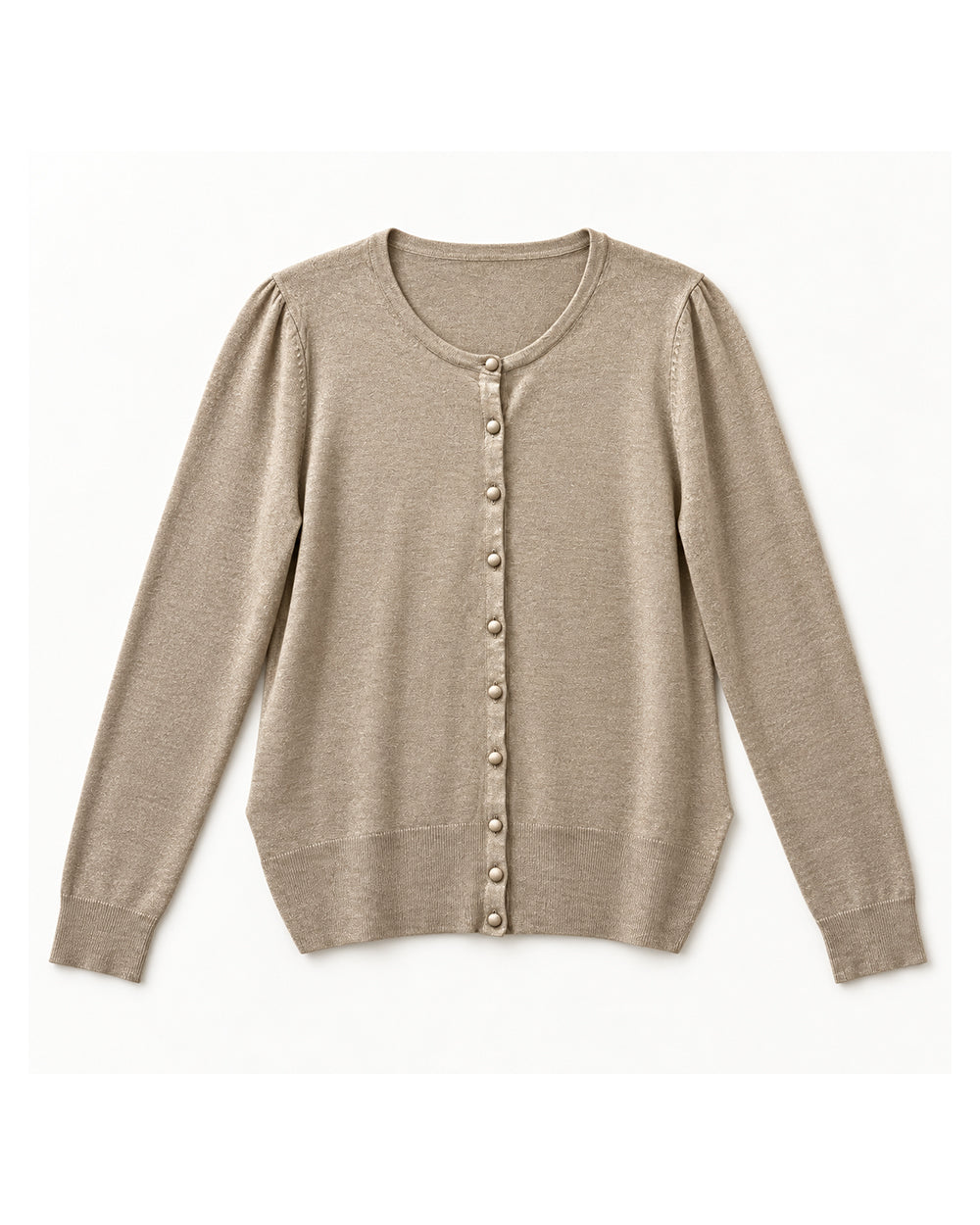 Beige women's preloved button-down cardigan, VW-BLWC02