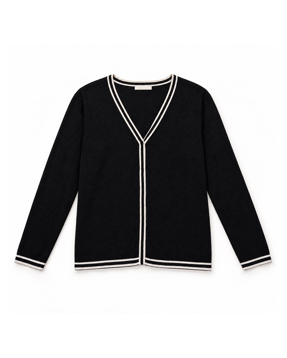 Black & White Trim women's preloved button-down cardigan, VW-BLWC09