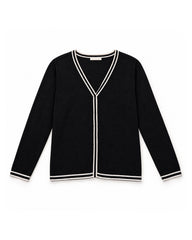 Black & White Trim women's preloved button-down cardigan, VW-BLWC09
