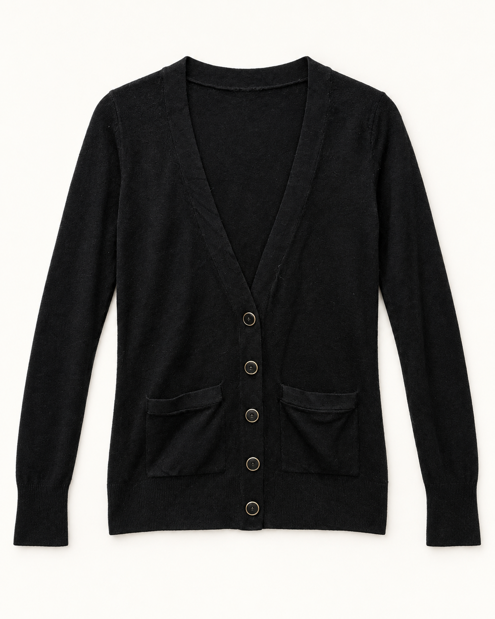 Black women's preloved button-down cardigan, VW-BLWC103