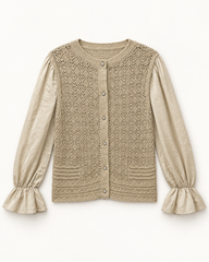 Beige women's preloved button-down cardigan, VW-BLWC109