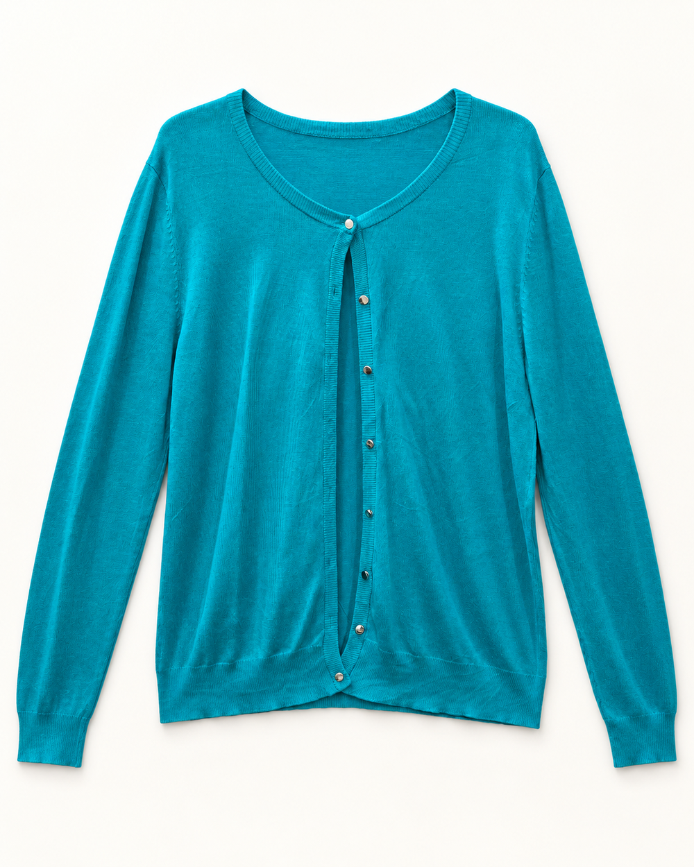Turquoise women's preloved button-down cardigan, VW-BLWC113