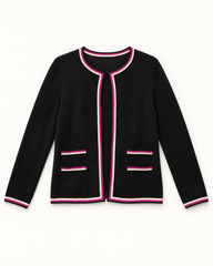 Black & Pink Trim women's preloved button-down cardigan, VW-BLWC36