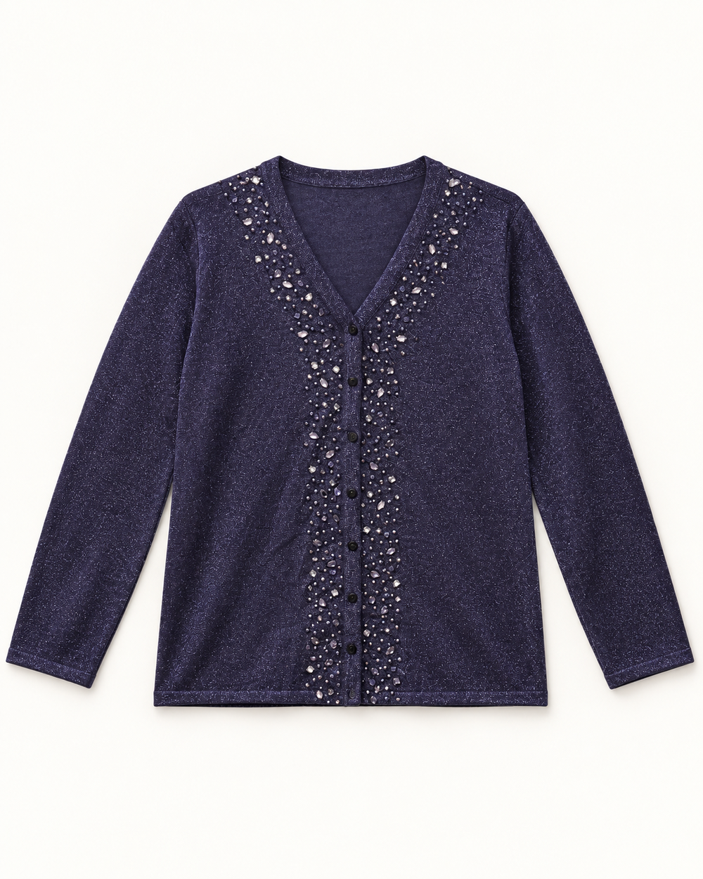 Navy Blue women's preloved button-down cardigan, VW-BLWC43
