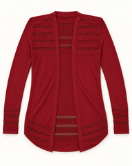 Red women's preloved button-down cardigan, VW-BLWC49