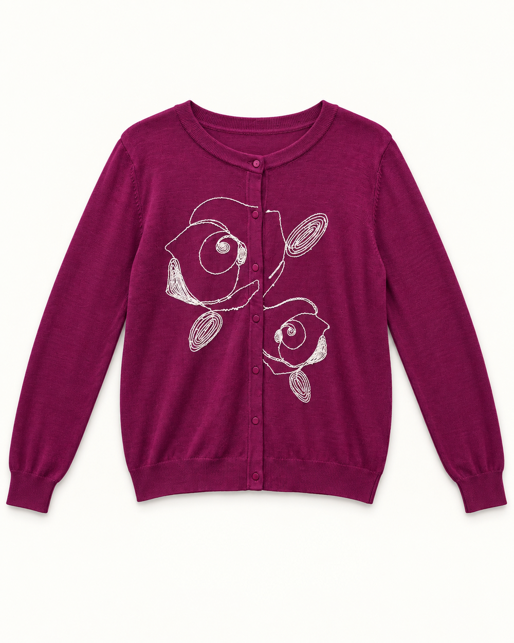 Magenta Floral women's preloved button-down cardigan, VW-BLWC74