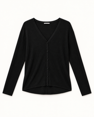 Black women's preloved button-down cardigan, VW-BLWC80