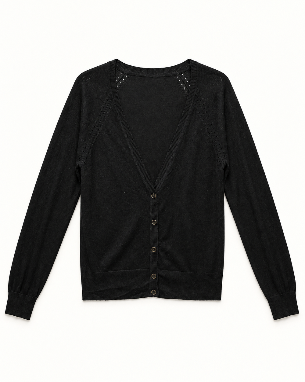 Black women's preloved button-down cardigan, VW-BLWC84