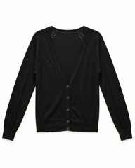 Black women's preloved button-down cardigan, VW-BLWC84