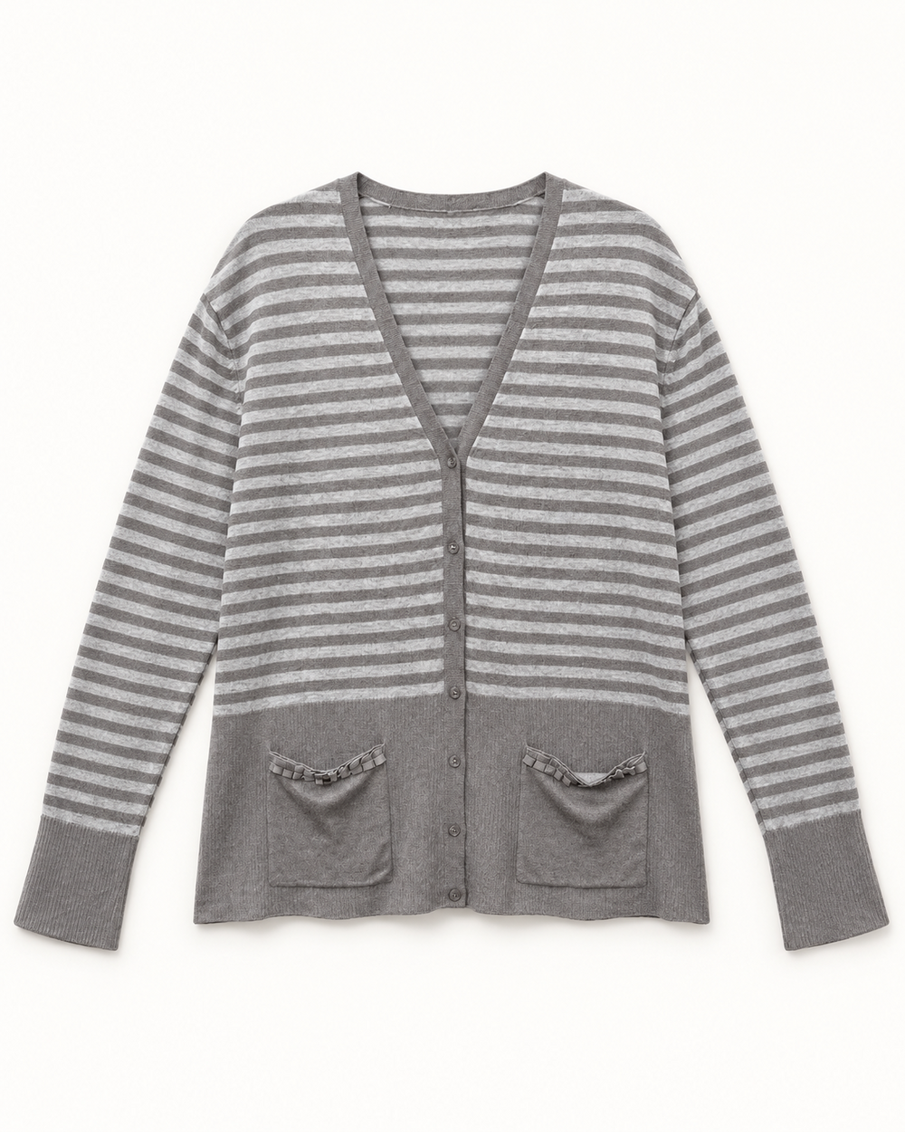Grey Stripe women's preloved button-down cardigan, VW-BLWC89
