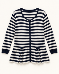Navy & White Stripe women's preloved button-down cardigan, VW-BLWC98